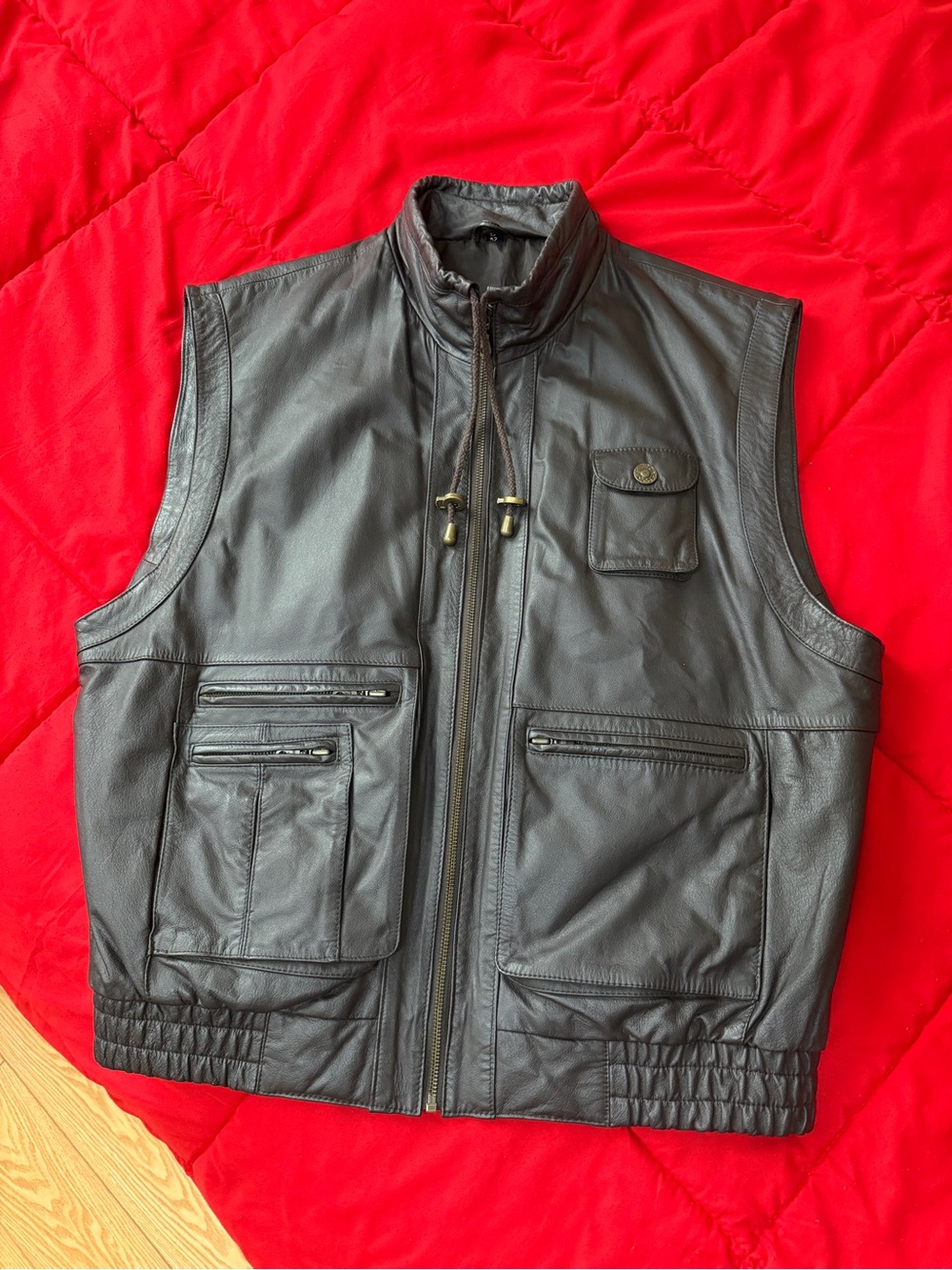 Men's Brown Leather Vest Jacket